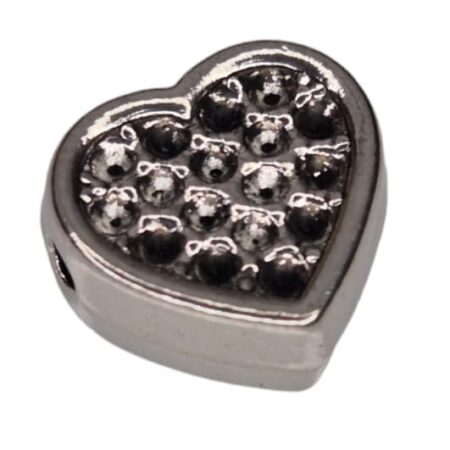 Heart bead in stainless steel, 14mm