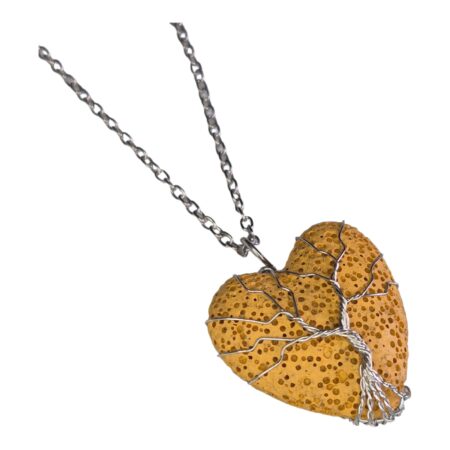 Lava heart necklace, yellow, 45cm