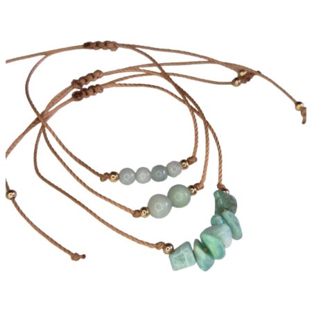 3 Bracelet set, Amazonite, adjustable.