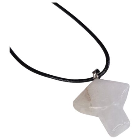 Quartz mushroom necklace, black string, 45cm