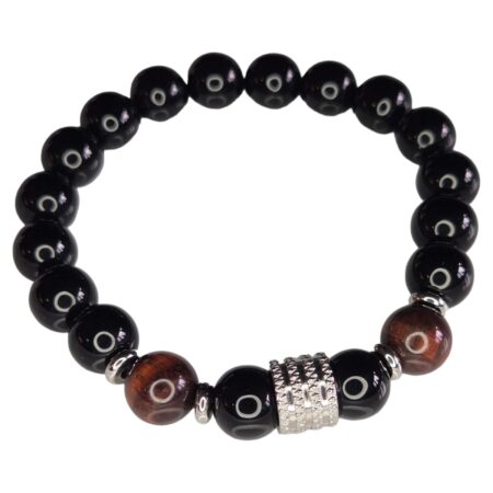 Obsidian w Red Tiger Eye bracelet, stretchcord
