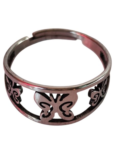 Stainless steel butterfly ring, adjustable