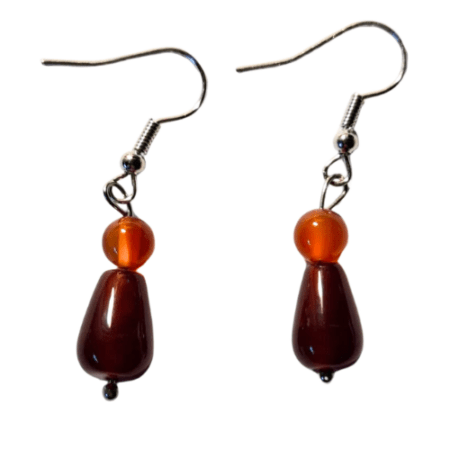 Drop earrings, Carnelian, 44mm