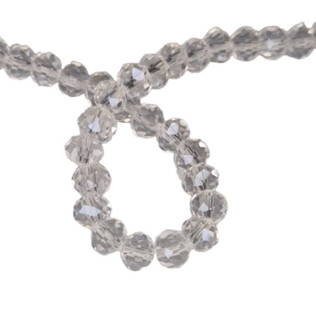 Glass bead string, faceted, rondelle, 5x7mm, clear AB, 40cm