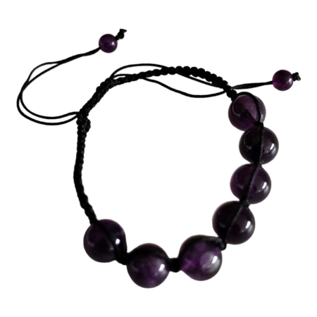 Woven bracelet, Amethyst 10mm, adjustable