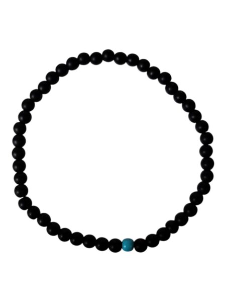 Matt Onyx bead with blue Howlite bracelet, 4mm, stretchcord