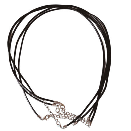 Black faux leather string w clasp, 2.5mm, 49.3cm