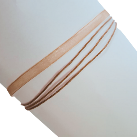 Ribbon necklace with clasp, Toffee brown, 45cm