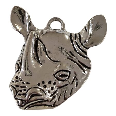 Big Rhino head charm, Base metal, 44 x 31mm