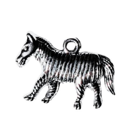 Full body Zebra charm, Base metal, 15 x 24mm