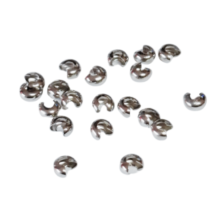 20 pcs 5 mm crimp cover, silver coated copper