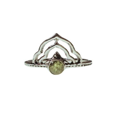 Peridot gemstone ring in 925 silver, Round, size 7