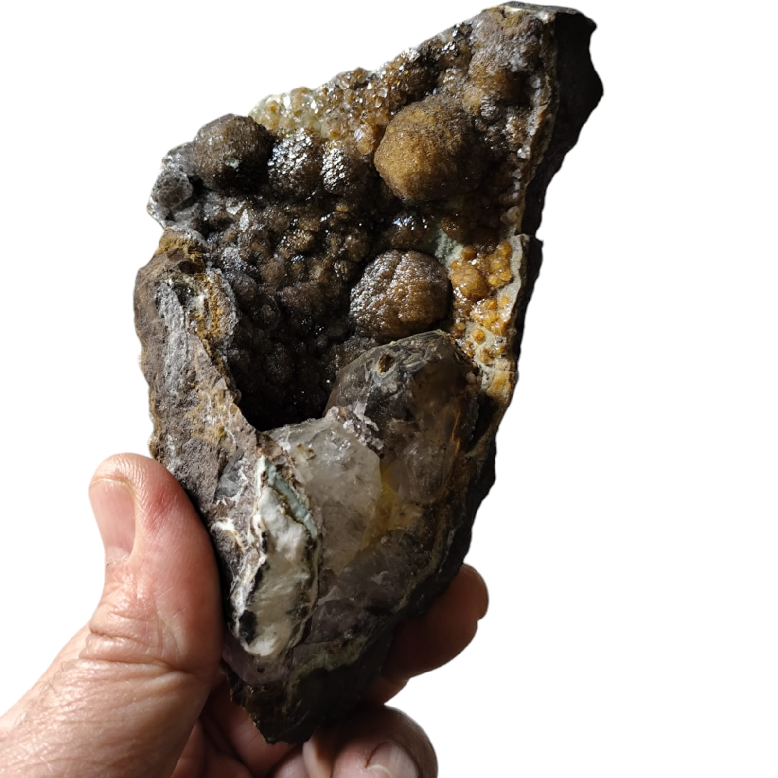 Amethyst with Calcite in a vug within Basalt matrix, Namibia, 5.3 x 14.4 x 8.4cm - Image 2