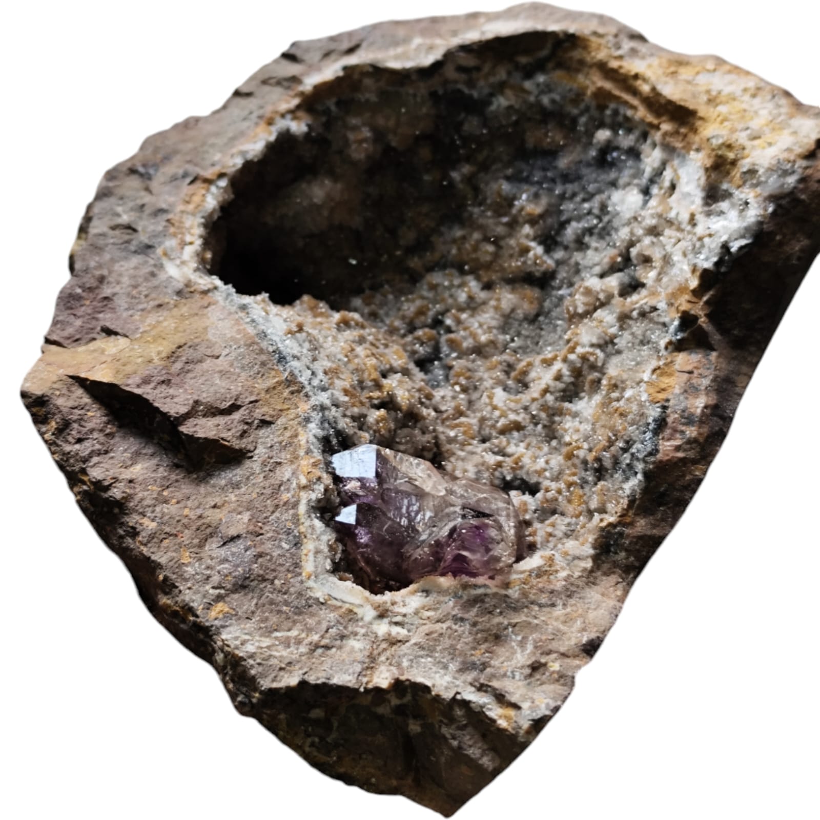 Amethyst with Calcite in a vug within Basalt matrix, Namibia, 8.5 x 14.6 x 11.5cm - Image 3