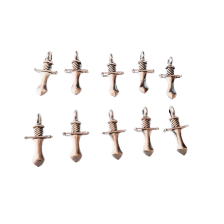 10 x Armour of God charm, sword, nickel free, 20mm