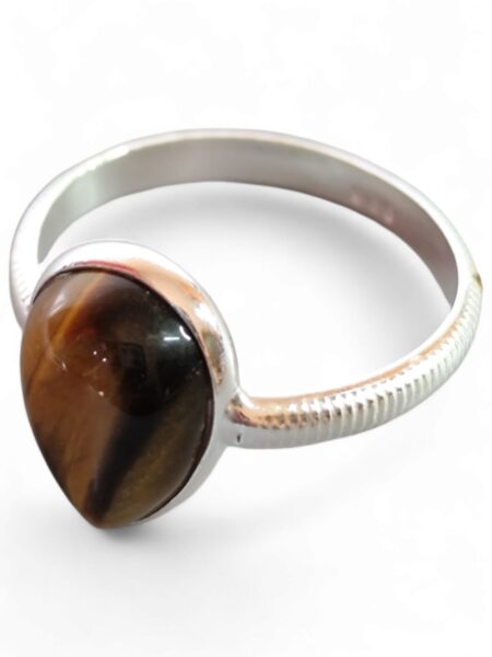 Tiger eye ring in 925 silver, Pear, size 7
