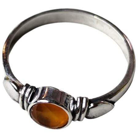 Mandarin Garnet ring in 925 silver, Round, size 7