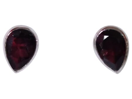 Garnet gemstone, 925 stud earrings with Pear cut, 0.6 x 0.9cm