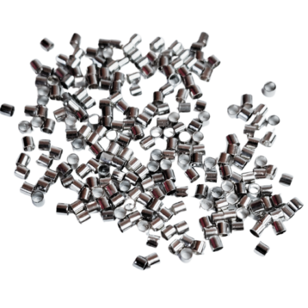 150 x Silver colour Tube shaped crimps, Base metal, 2 x 2mm