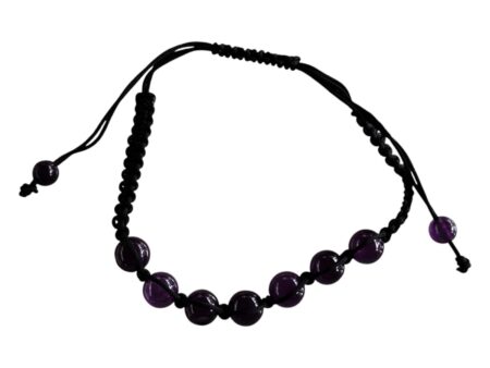 Woven bracelet, Amethyst 8mm, adjustable