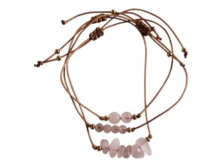 3 Rose Quartz Bracelet set, adjustable.
