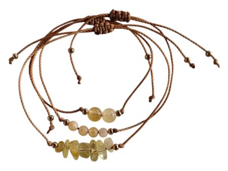 3 Citrine Bracelet set, adjustable.
