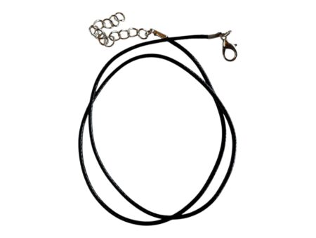 Black woven faux leather string w clasp, 1.5mm, 45cm+5cm extention chain