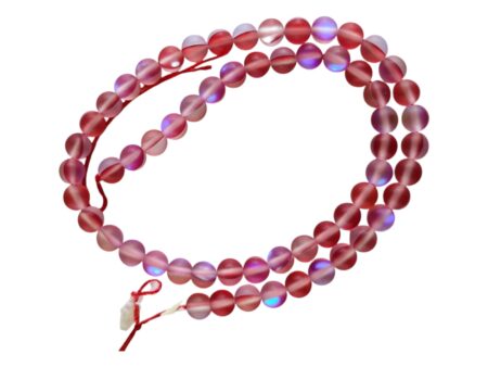 Frosted Pink and Red Aura, Glass bead string, Round, 6.5mm