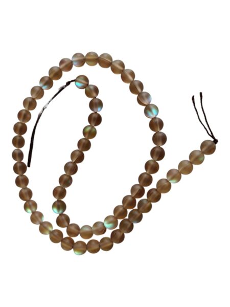 Frosted Brown Aura, Glass bead string, Round, 6.5mm