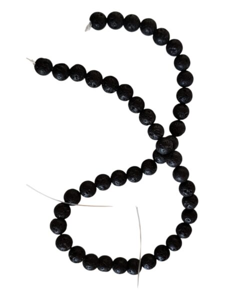 Black Lava bead string, 8mm, round, 40cm