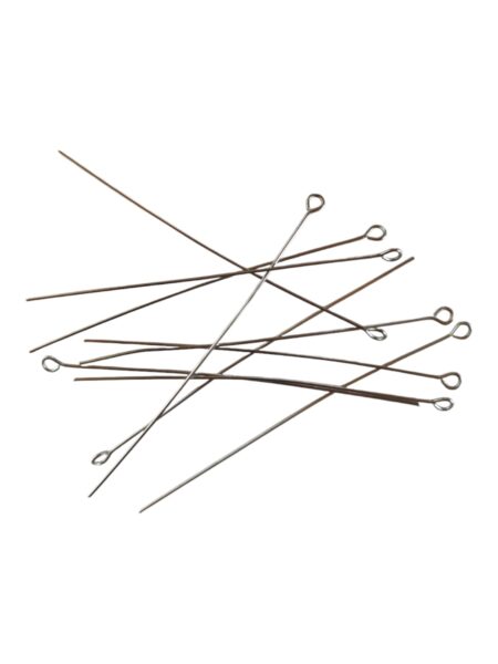 10x Silver coloured eye pins, 0.7 x70mm, Stainless steel