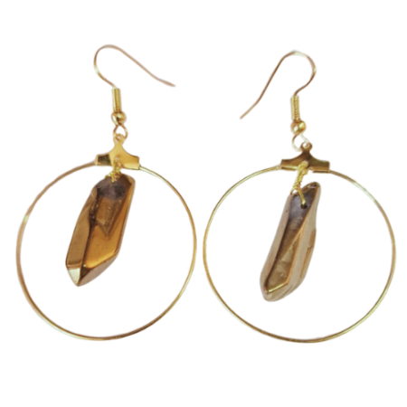 Gold crystal hoop earrings, 55mm incl. hook