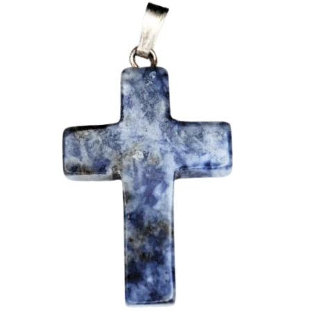 Sodalite cross pendant, 33mm incl. bail