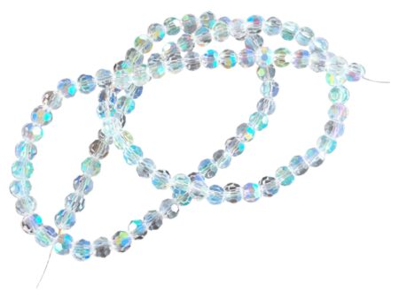 Glass bead string, faceted, rondelle, 4x5mm, clear AB, 33cm