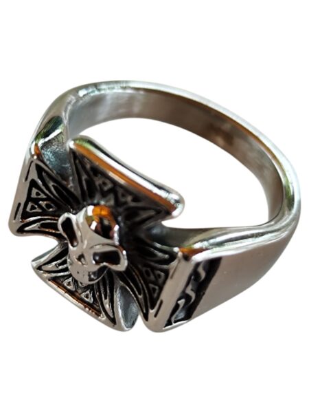 Stainless steel Gothic Maltese cross statement ring, Assorted sizes