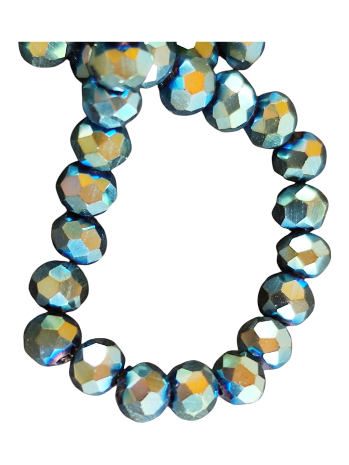 Glass bead string, faceted, rondelle, 3x4mm, Blue to green aura, 40cm - Image 2