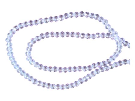 Glass bead string, faceted, rondelle, 4x4.2mm, Lilac, 42.5cm