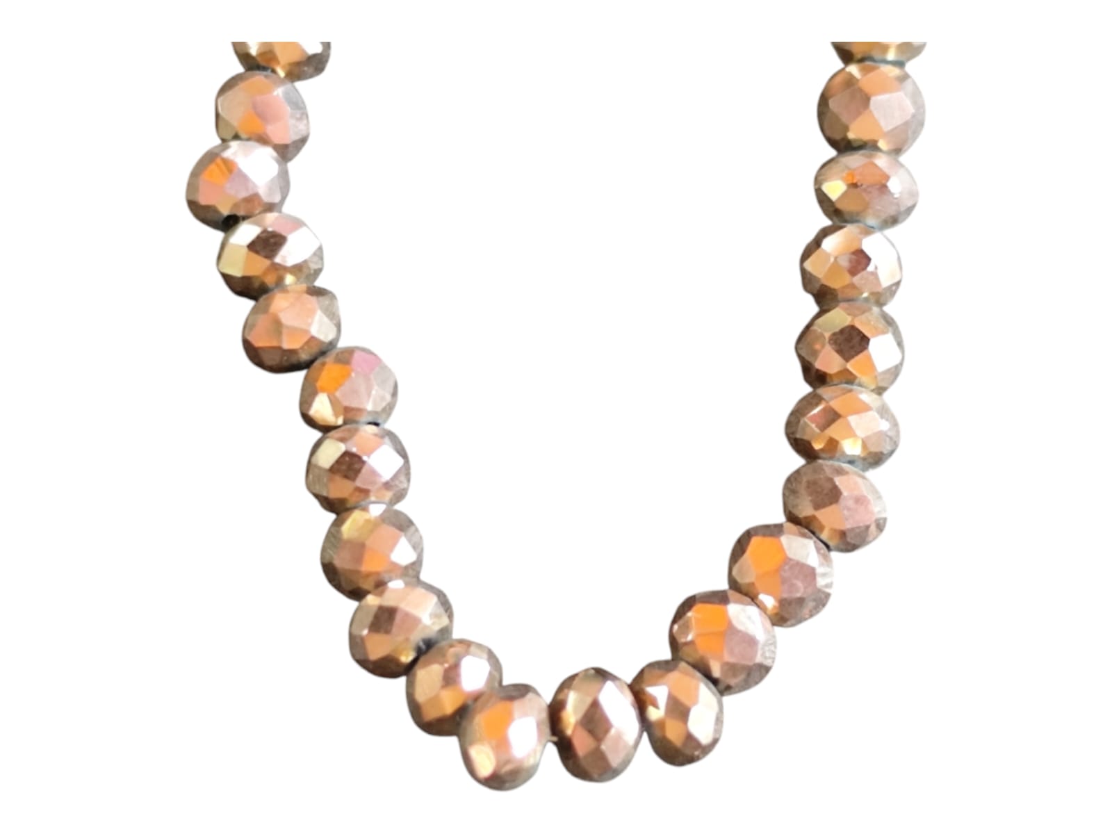 Glass bead string, faceted, rondelle, 4x3mm, Metallic chocolate brown, 42cm - Image 2
