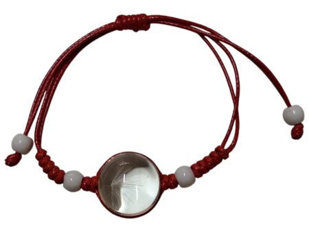 Dandelion dome bracelet, Red, adjustable