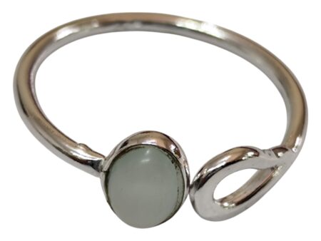 Aqua chalcedony ring in 925 silver, Oval, size 9