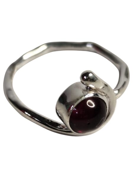 Garnet ring in 925 silver, Round cut, size 7