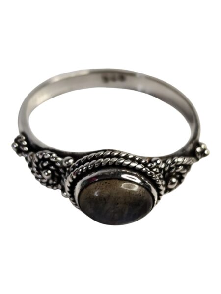 Labradorite ring in 925 silver, Oval cut, size 10