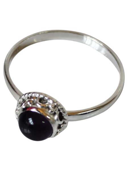 Amethyst ring in 925 silver, Round cut, size 9