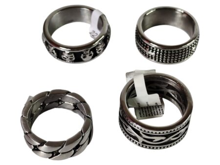 Assorted stainless steel rings, assorted sizes 20-23