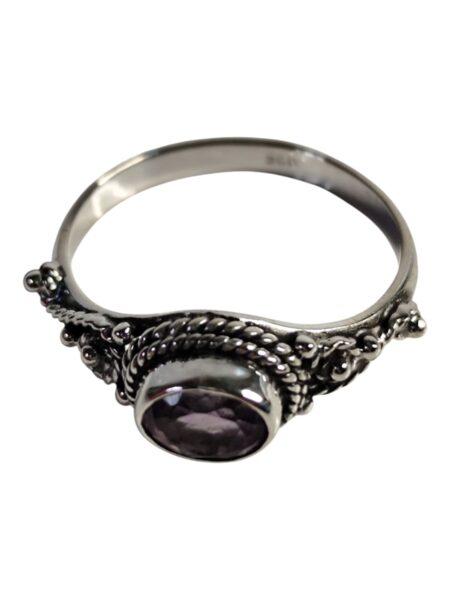 Amethyst ring in 925 silver, Oval cut, size 9