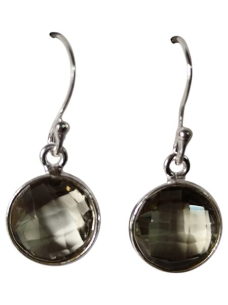 Green Amethyst facet dangle earrings, 925 Silver, 2.7cm