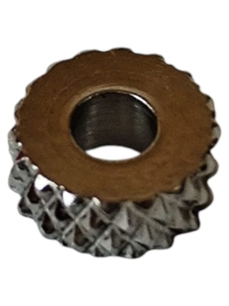 6 x Stainless steel textured bead, 5.3 x 2.15mm, 2mm hole