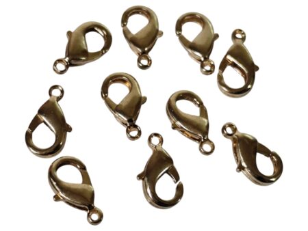 10 x Gold lobster clasp, copper, gold color 10mm