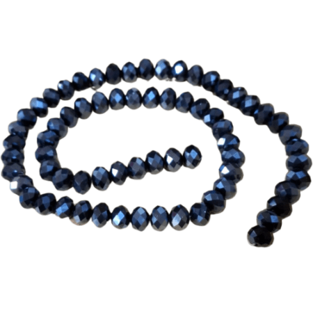 Glass bead string, faceted, rondelle, 12 x 9mm, Navy blue, 50cm