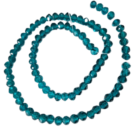 Glass bead string, faceted, rondelle, 5x6mm, Dark Teal, 47cm,